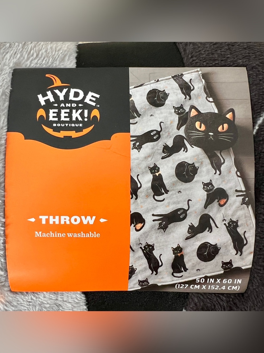 Black Cat Hyde and Eek! Boutique Throw - Black & Gray • NWT